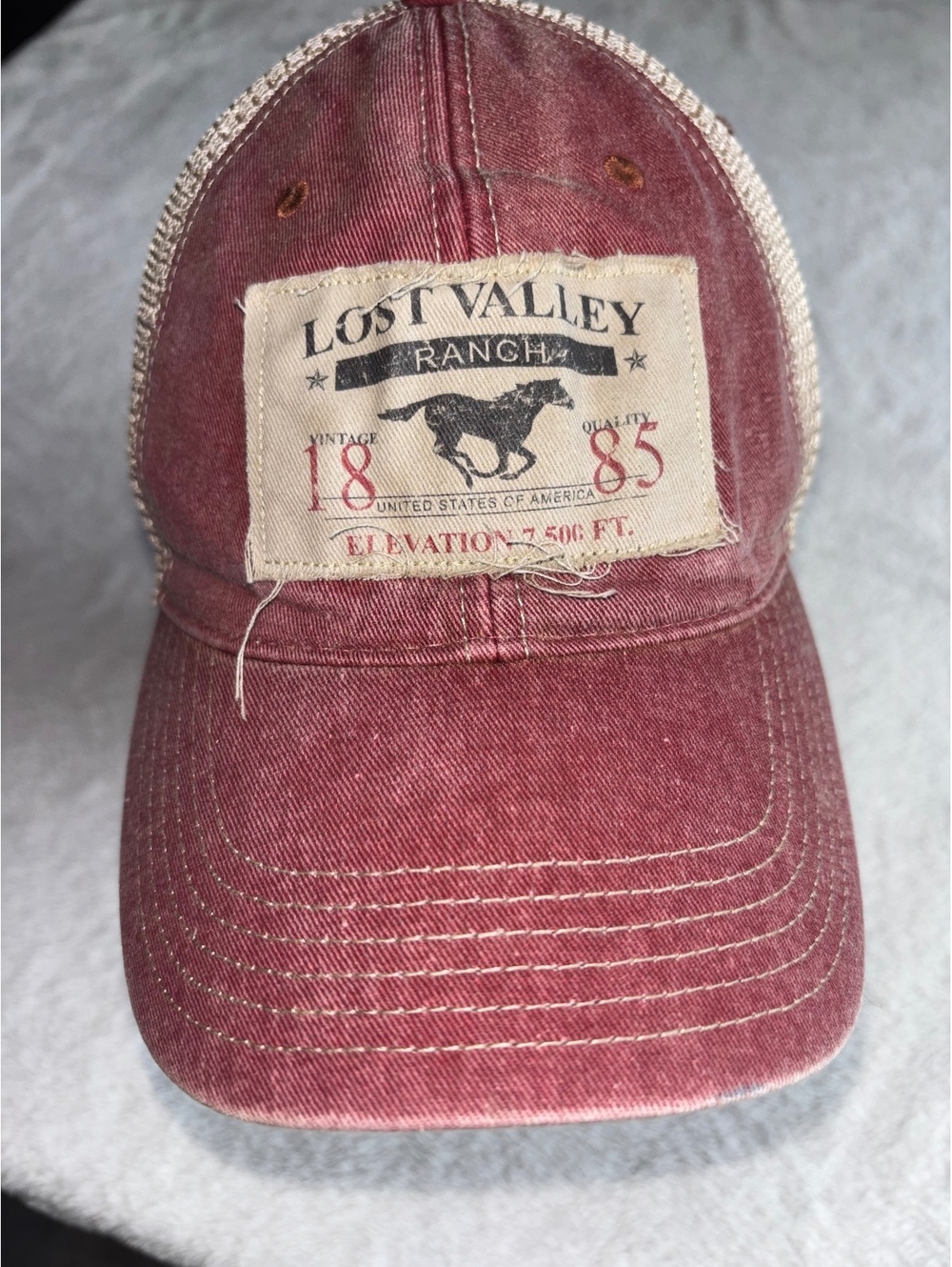 Legacy 92 Lost Valley Ranch Colorado Snapback Trucker Hat Maroon Green